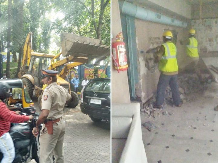 क्रेन और हथौड़े लिए पहुंची BMC की टी