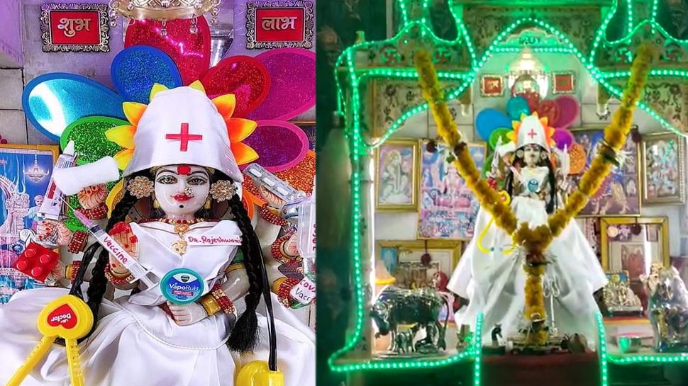 डॉक्टरों के सम्मान में मां दुर्गा क